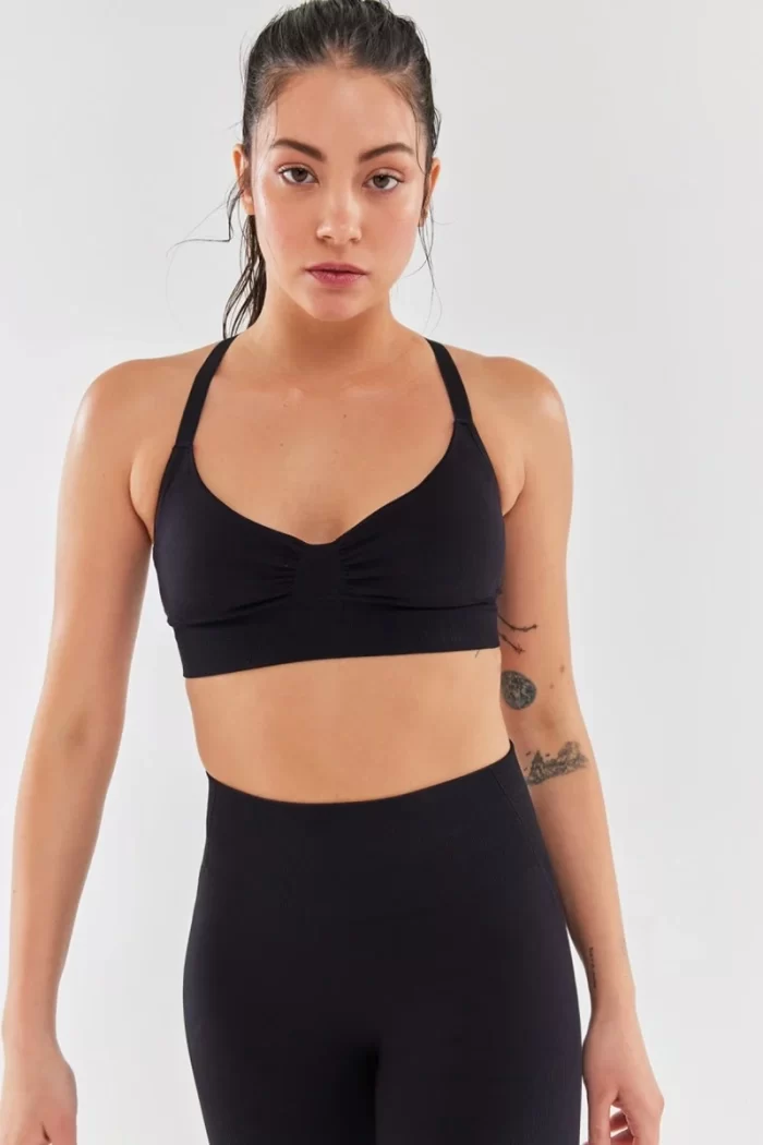 Adjustable Strap Sports Bra Black