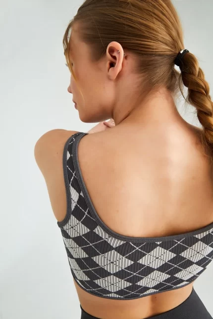 Diamond Patterned Sports Undershirt Anthracite Beige