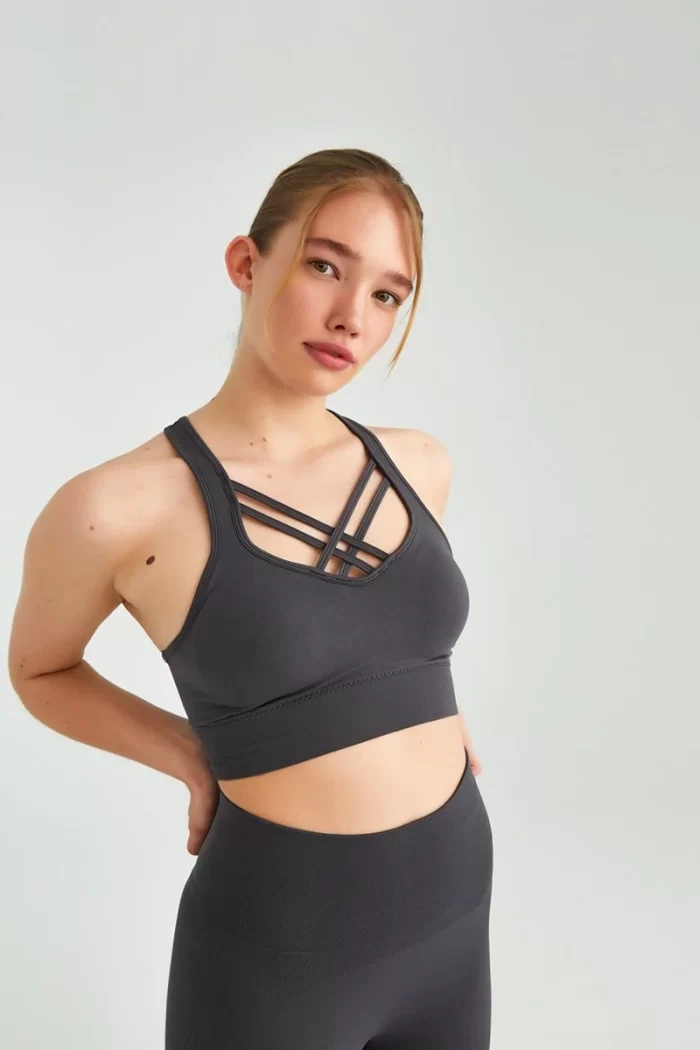 Come up Piping Detailed Sports Bra Anthracite sportmaze