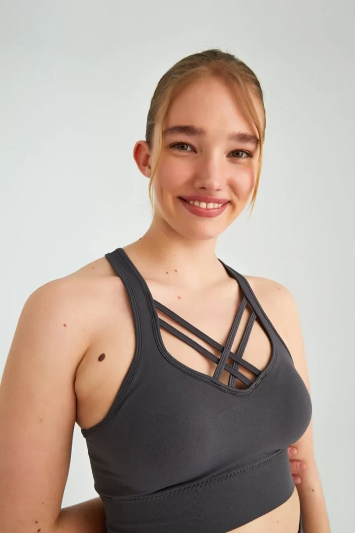 Come up Piping Detailed Sports Bra Anthracite sportmaze