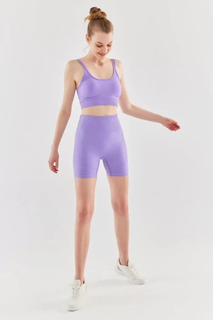 Come up Double Strap Sports Bra Lilac sportmaze