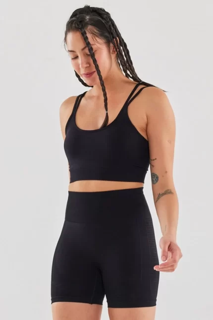 Double Strap Sports Bra Black