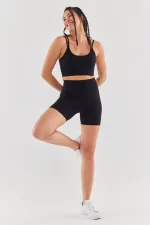 Come up Double Strap Sports Bra Black