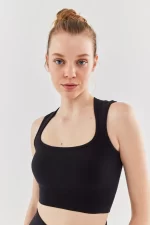 Come up Wide Strap Sports Bra Black sportmaze