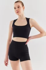 Come up Wide Strap Sports Bra Black sportmaze