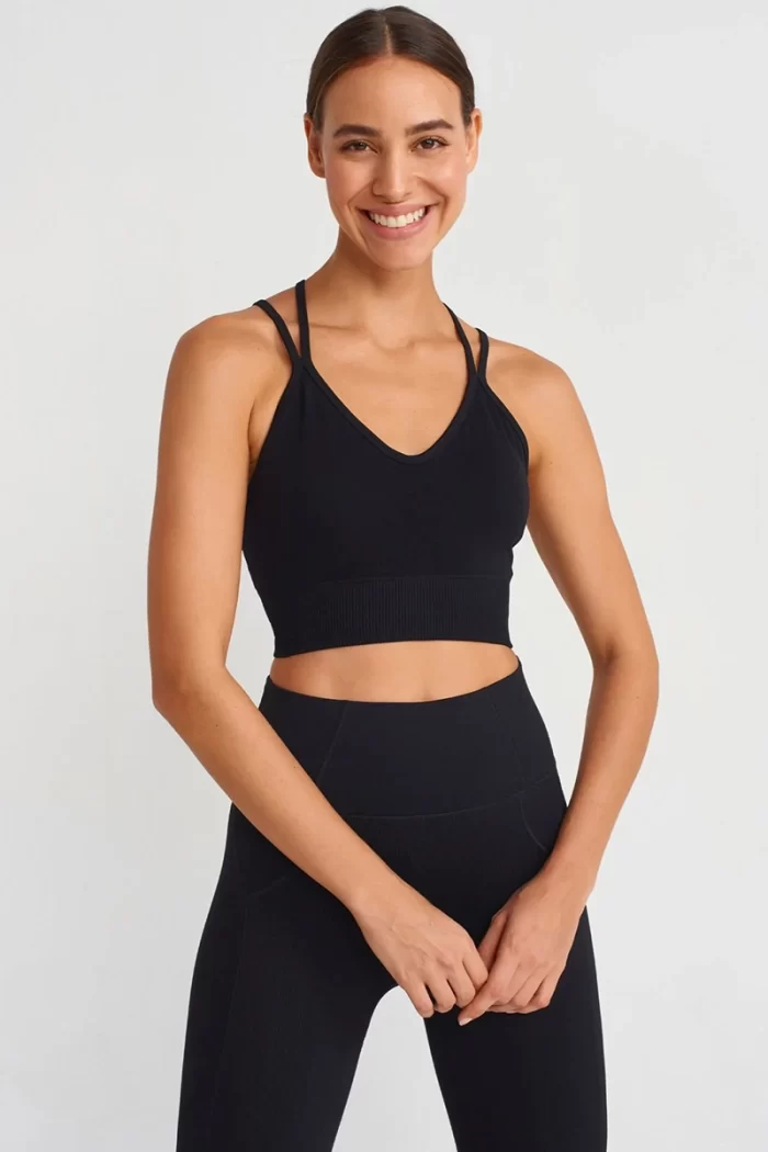 Come up Thin Strap Sports Bra Black sportmaze