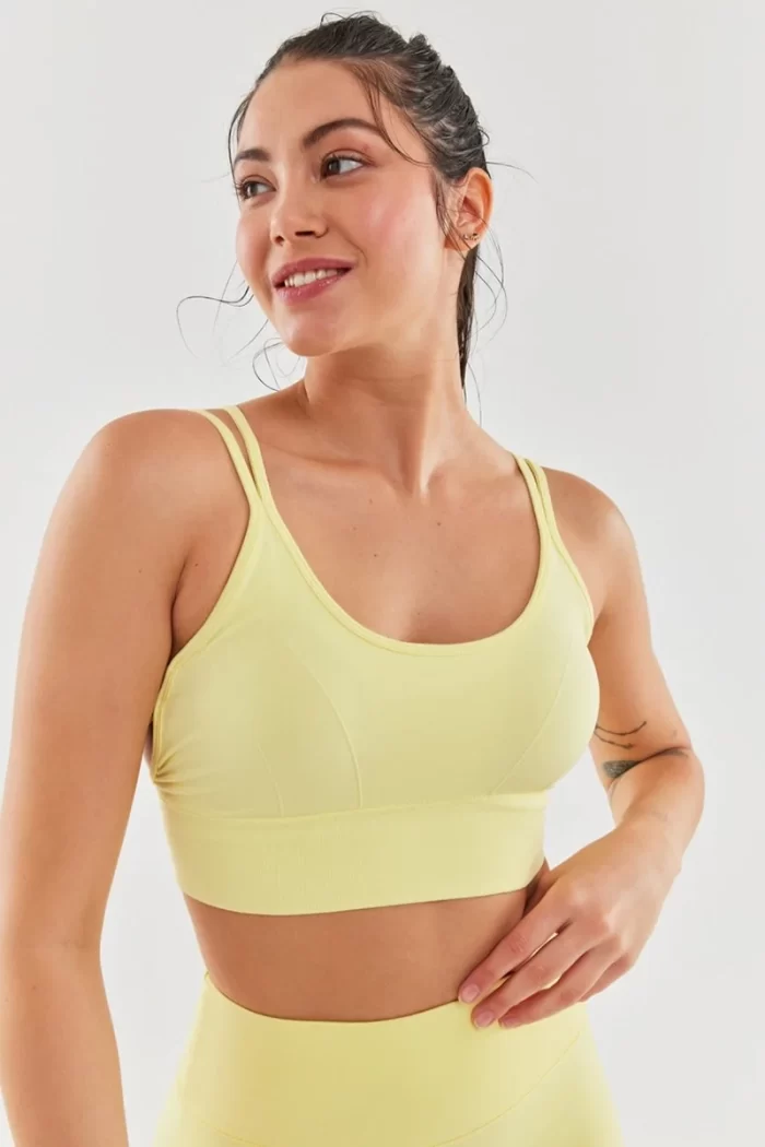 Rope Strap Detailed Sports Bra Lemon Yellow