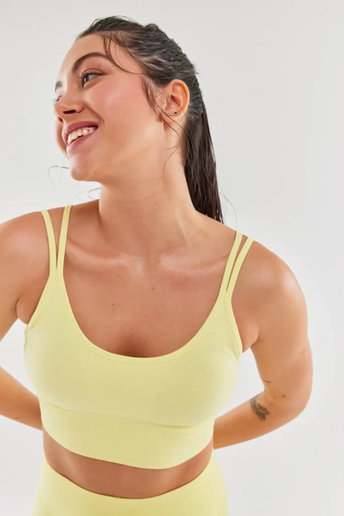 Come up Rope Strap Detailed Sports Bra Lemon Yellow sportmaze