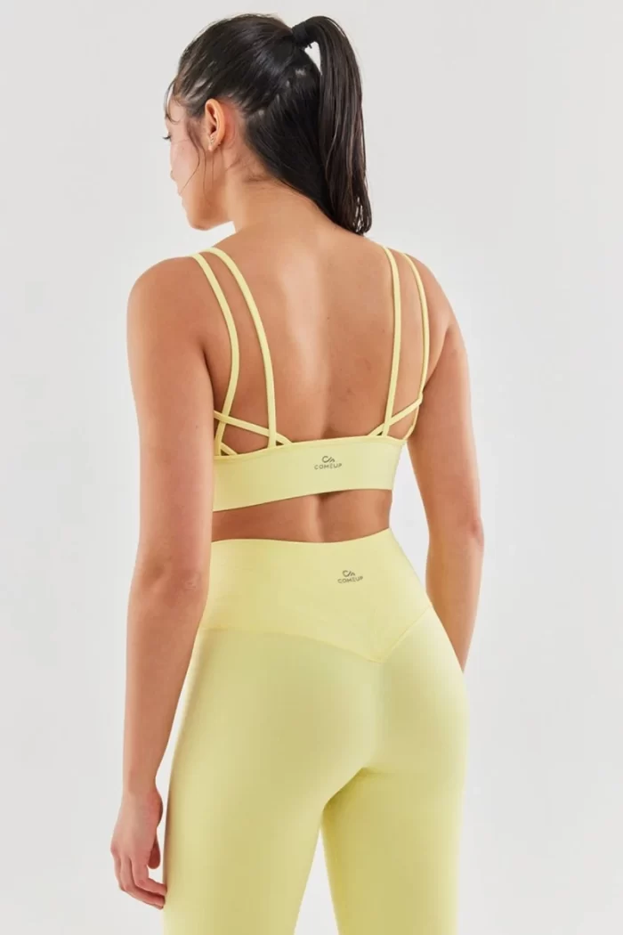 Come up Rope Strap Detailed Sports Bra Lemon Yellow sportmaze