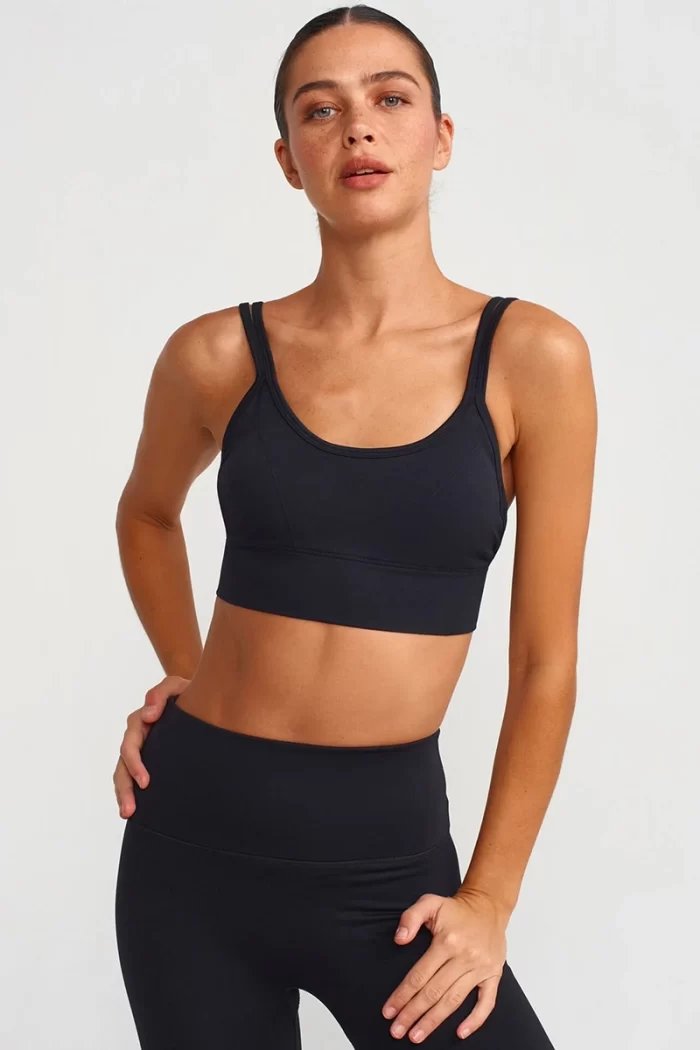 Rope Strap Detailed Sports Bra Black