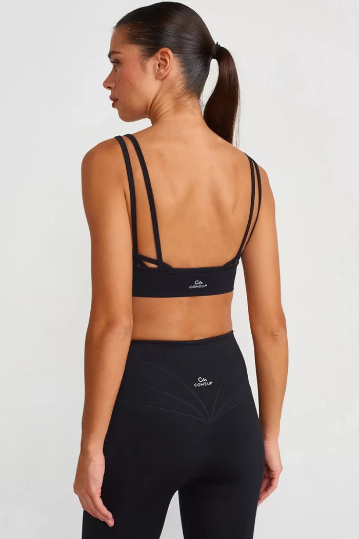 Rope Strap Detailed Sports Bra Black