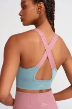 Come up Colorful Strappy Sports Bra Blue Rose aportmaze