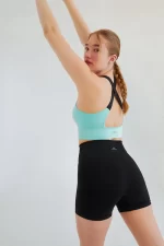 Come up Colorful Strappy Sports Bra Mint Black sportmaze