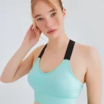Colorful Strappy Sports Bra Mint Black