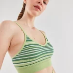 Colorful Striped Sports Bra Apple Green Emerald