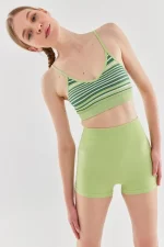 Come up Colorful Striped Sports Bra Apple Green Emerald - Image 6