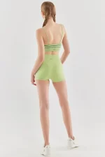 Come up Colorful Striped Sports Bra Apple Green Emerald - Image 3