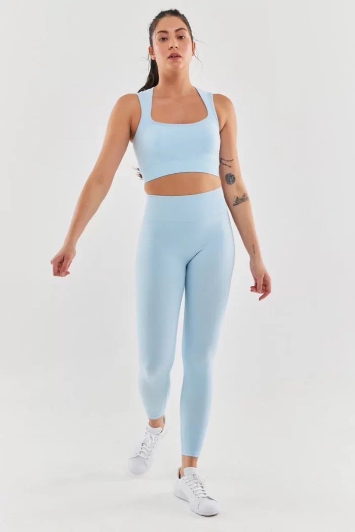 Come up Wide Strap Sports Bra Light Blue sportmaze