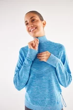 Come up Turtleneck Sports Top Blue Melange sportmaze