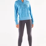Turtleneck Sports Top Blue Melange