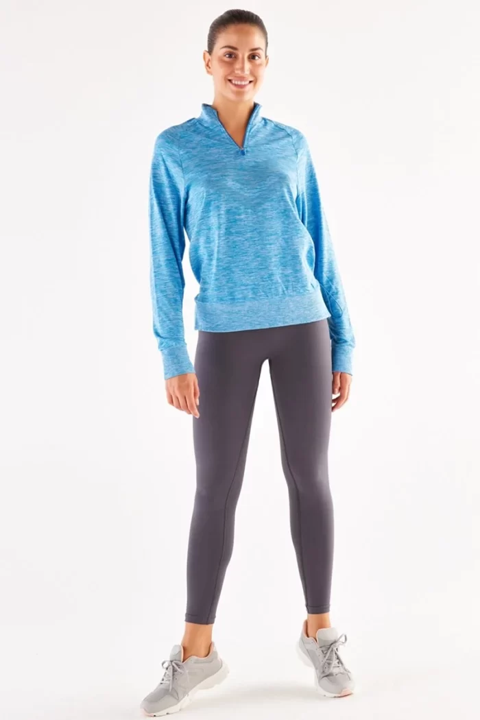 Turtleneck Sports Top Blue Melange