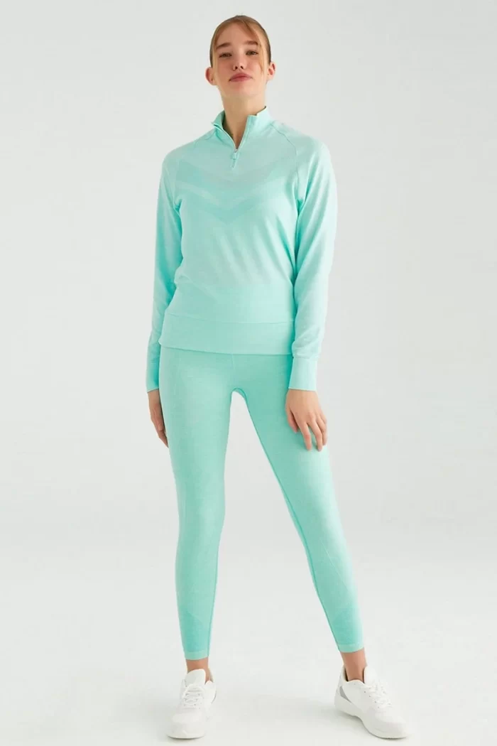 Turtleneck Sports Top Mint Melange