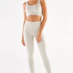 Herringbone Patterned Slimming Leggings Sand Color