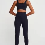 Herringbone Patterned Slimming Leggings Black