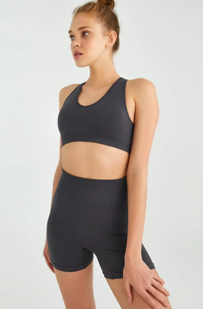 Come up Cross Thick Banded Sports Bra Anthracite