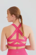 Cross Thick Strap Sports Bra Pink