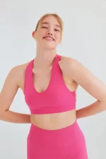 Cross Thick Strap Sports Bra Pink