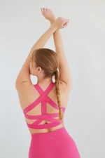 Come up Cross Thick Strap Sports Bra Pink sportmaze