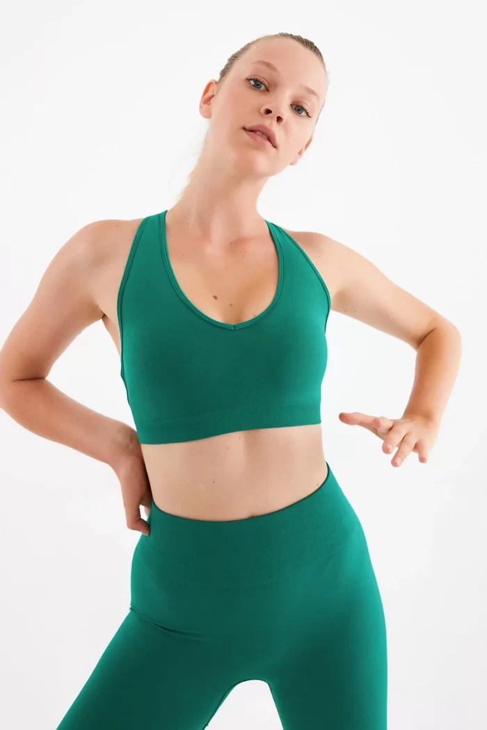 Cross Thick Strap Sports Bra Green