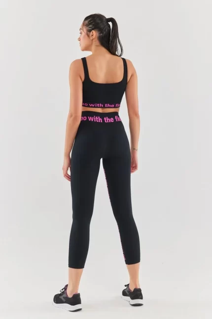 Crop Length Above Ankle Sports Leggings Black