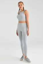Mesh Detailed Sports Tights Gray