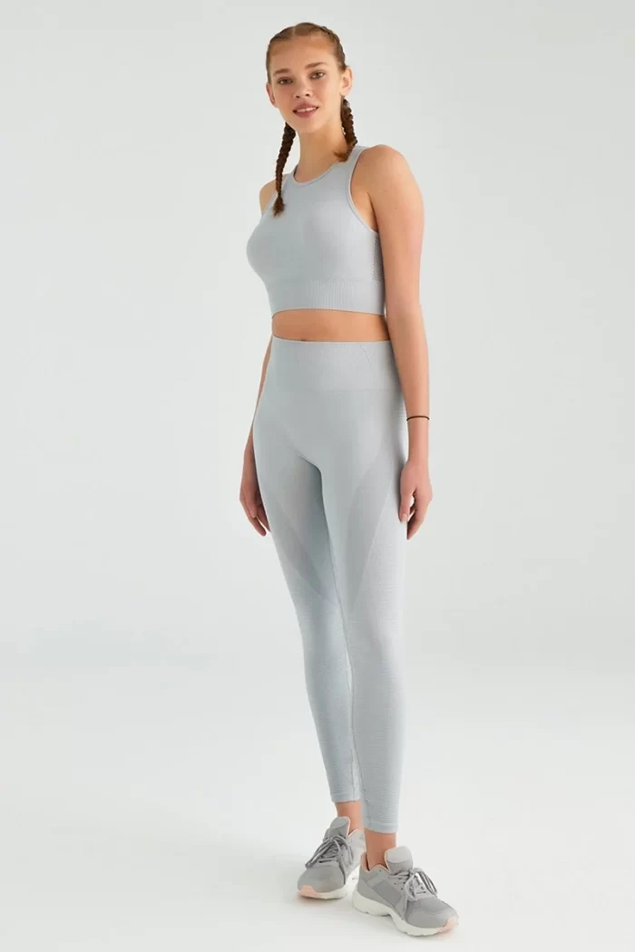 Mesh Detailed Sports Tights Gray