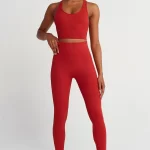 Jacquard Compression Push Up Leggings Red