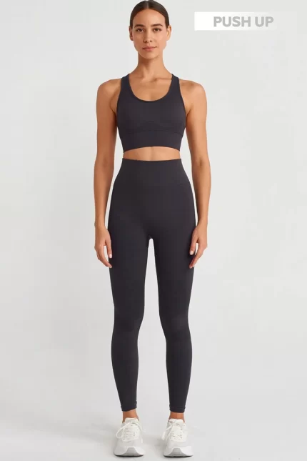 Jacquard Slimming Push Up Leggings Ash Black