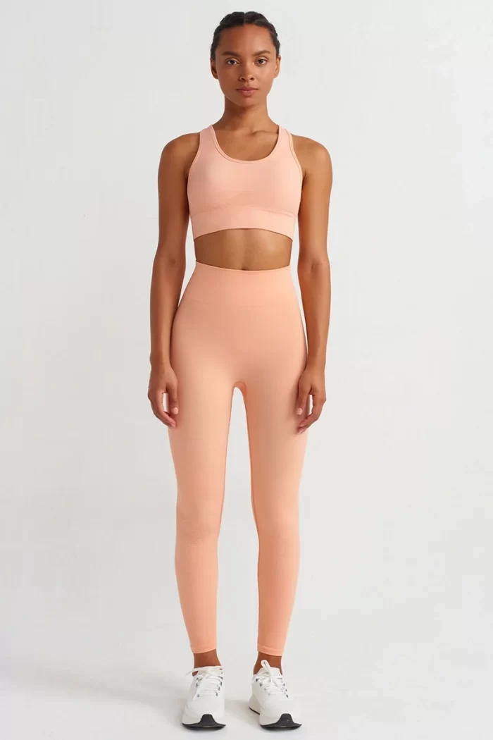 Jacquard Shapewear Push Up Leggings Peach Fuzz