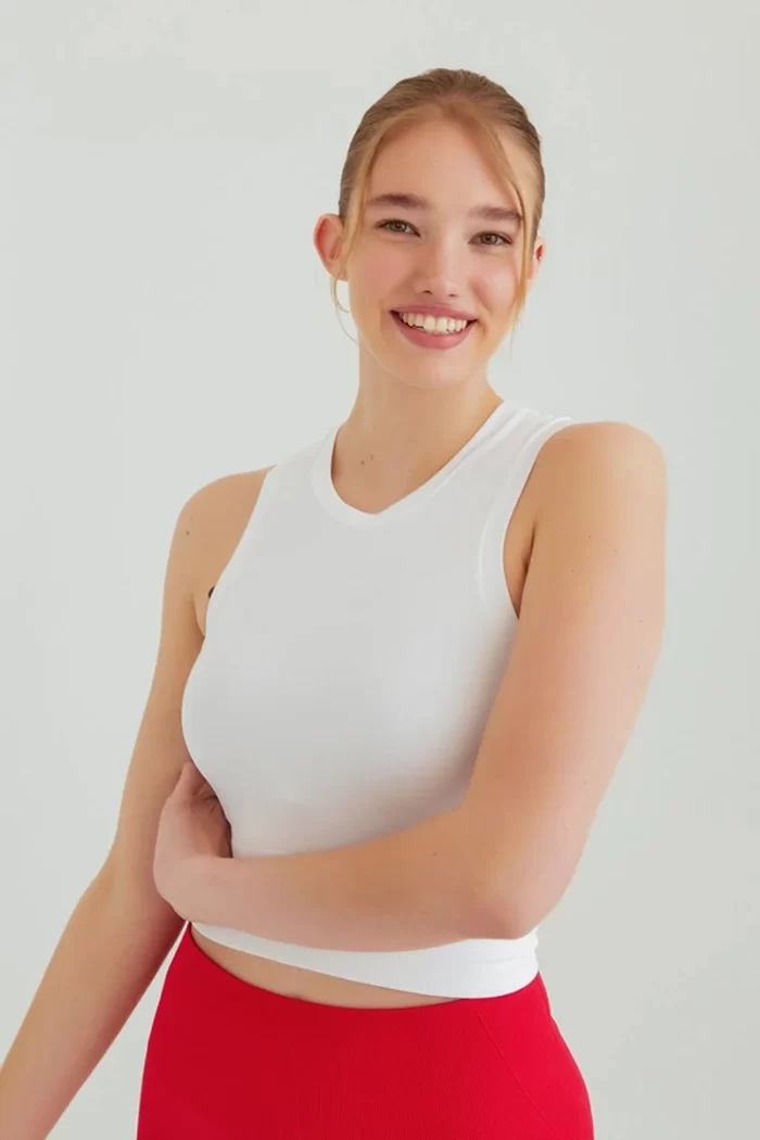 Sleeveless Crop Top White