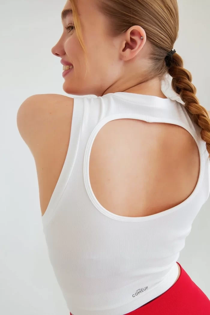 Sleeveless Crop Top White