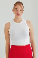 Come up Sleeveless Crop Top White sportmaze