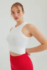 Come up Sleeveless Crop Top White sportmaze