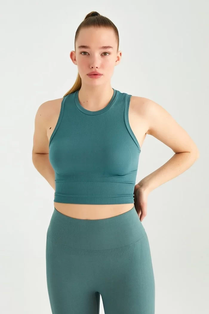 Sleeveless Crop Top Pastel Green