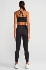 Knitted Detailed Graphic Patterned Sports Tights Ash Black