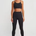 Knitted Detailed Graphic Patterned Sports Tights Ash Black