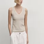 Massimo Dutti Contrast V-neck Top