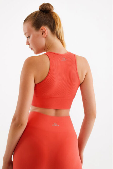 Chest Padded Rib Textured Crop Top