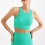 Chest Padded Rib Textured Crop Top