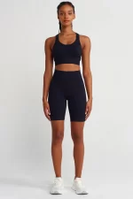 Come up Colorful Strappy Sports Bra Black